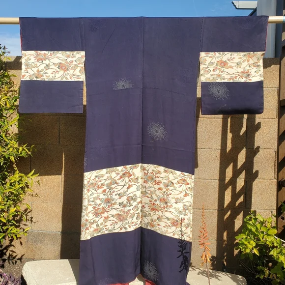 VINTAGE JAPANESE HANDSTITCHED TRADITIONAL SILK KIMONO - Picture 3 of 4